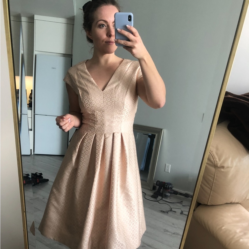Gold/ champagne dress from Gal Meets Glam.